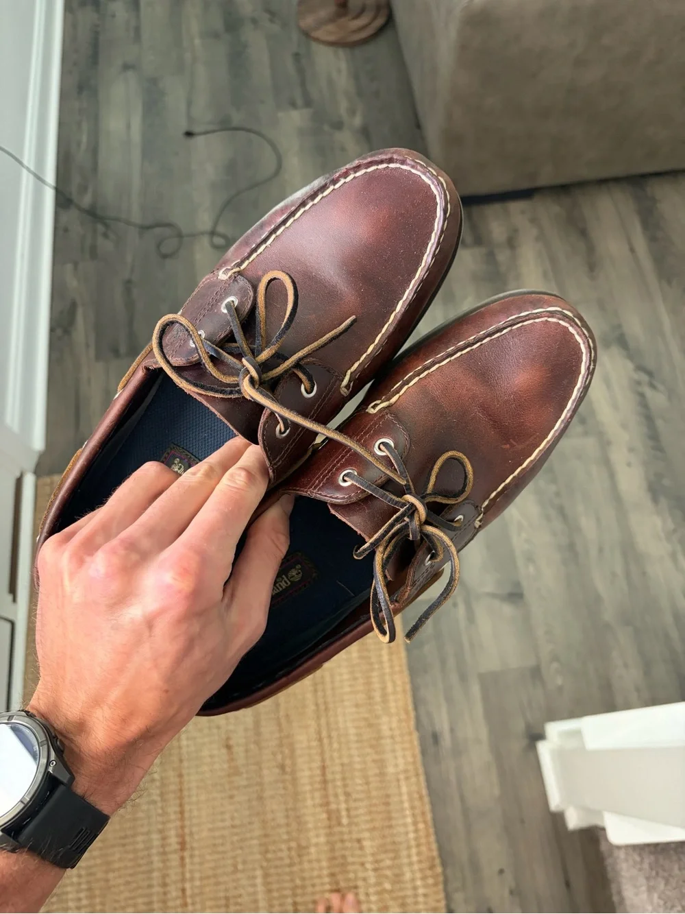 Timberland Men's Dark Brown Leather Moc Toe Boat Shoe